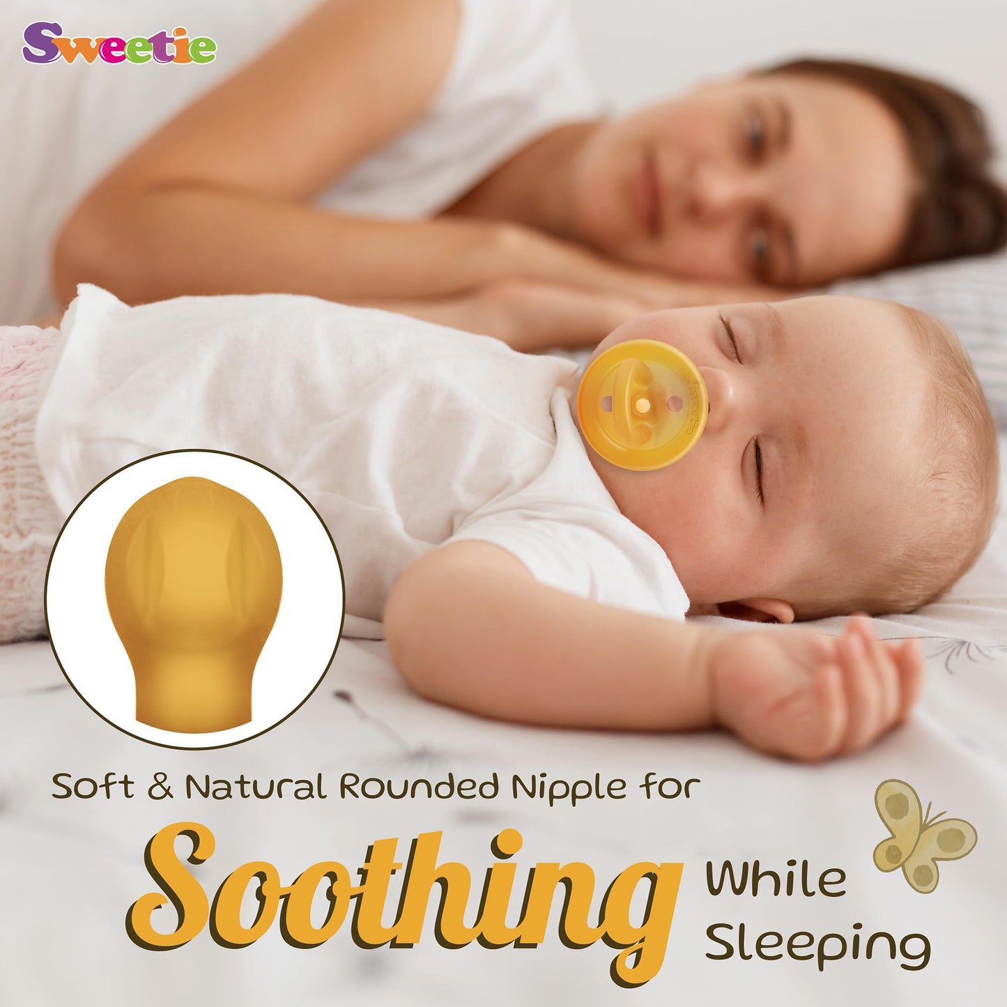 SWEETIE Natural Rubber Pacifier: 100% Pure Rounded Soother