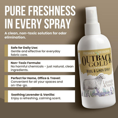 Outback Gold Natural Linen Spray & Fabric Freshener: Lavender & Vanilla