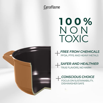 Ceraflame 100% Pure Ceramic Cookware: Thermal Shock Resistant & Toxin-Free, Oven, Microwave and Open-Flame Safe