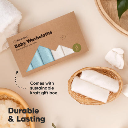 KeaBabies Bamboo Washcloths: 500GSM Ultra-Soft 6-Pack