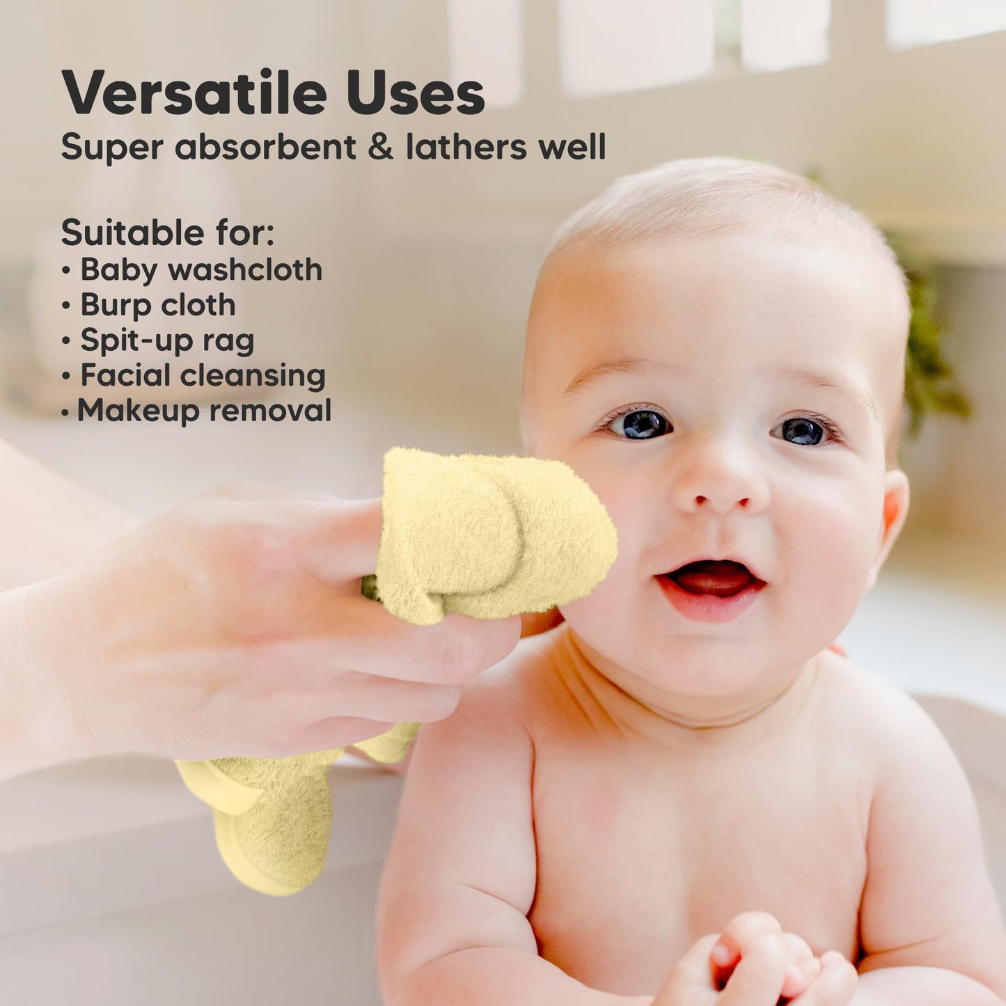 KeaBabies Bamboo Washcloths: 500GSM Ultra-Soft 6-Pack