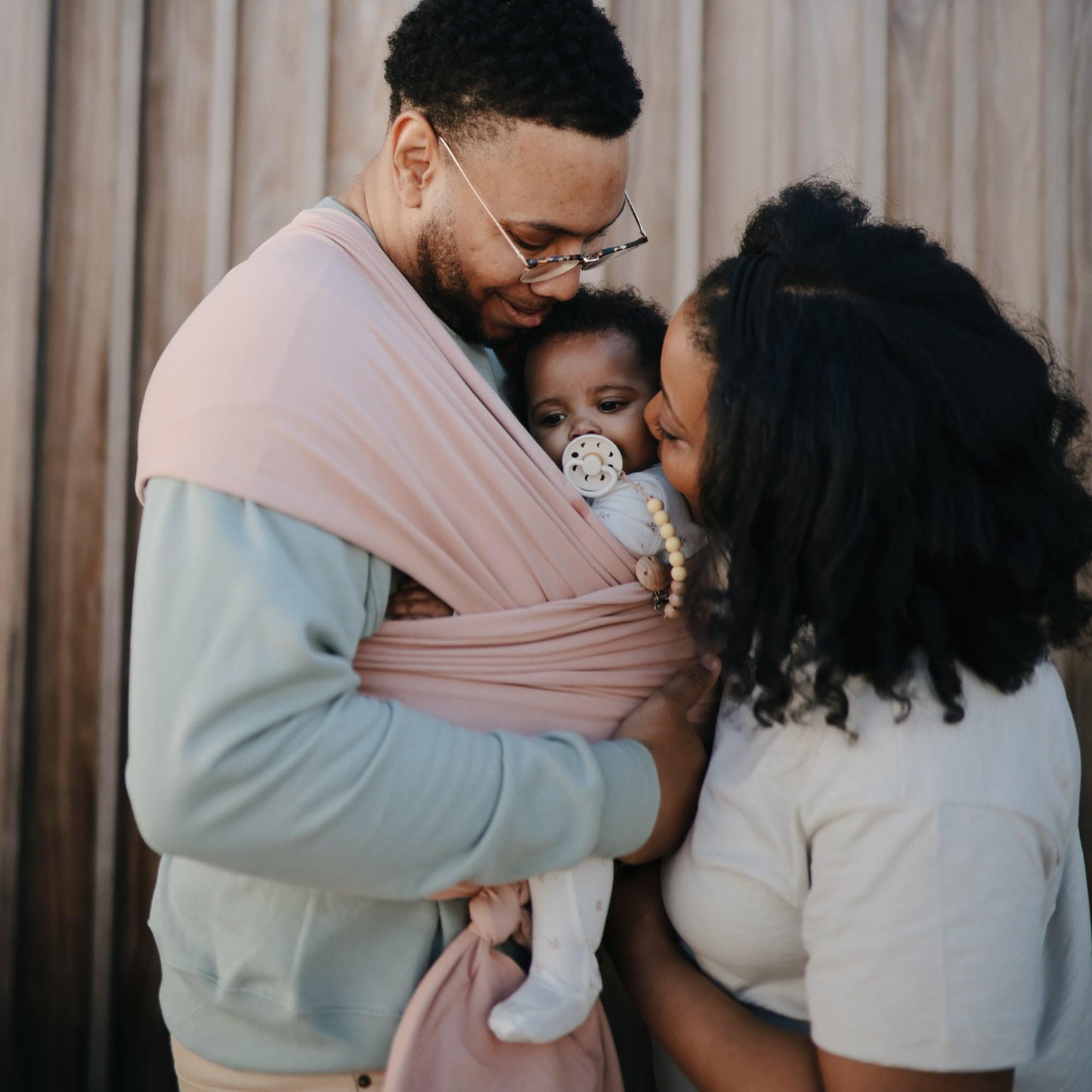 Mushie Organic Cotton Baby Wrap: Soft Roman Green Sling