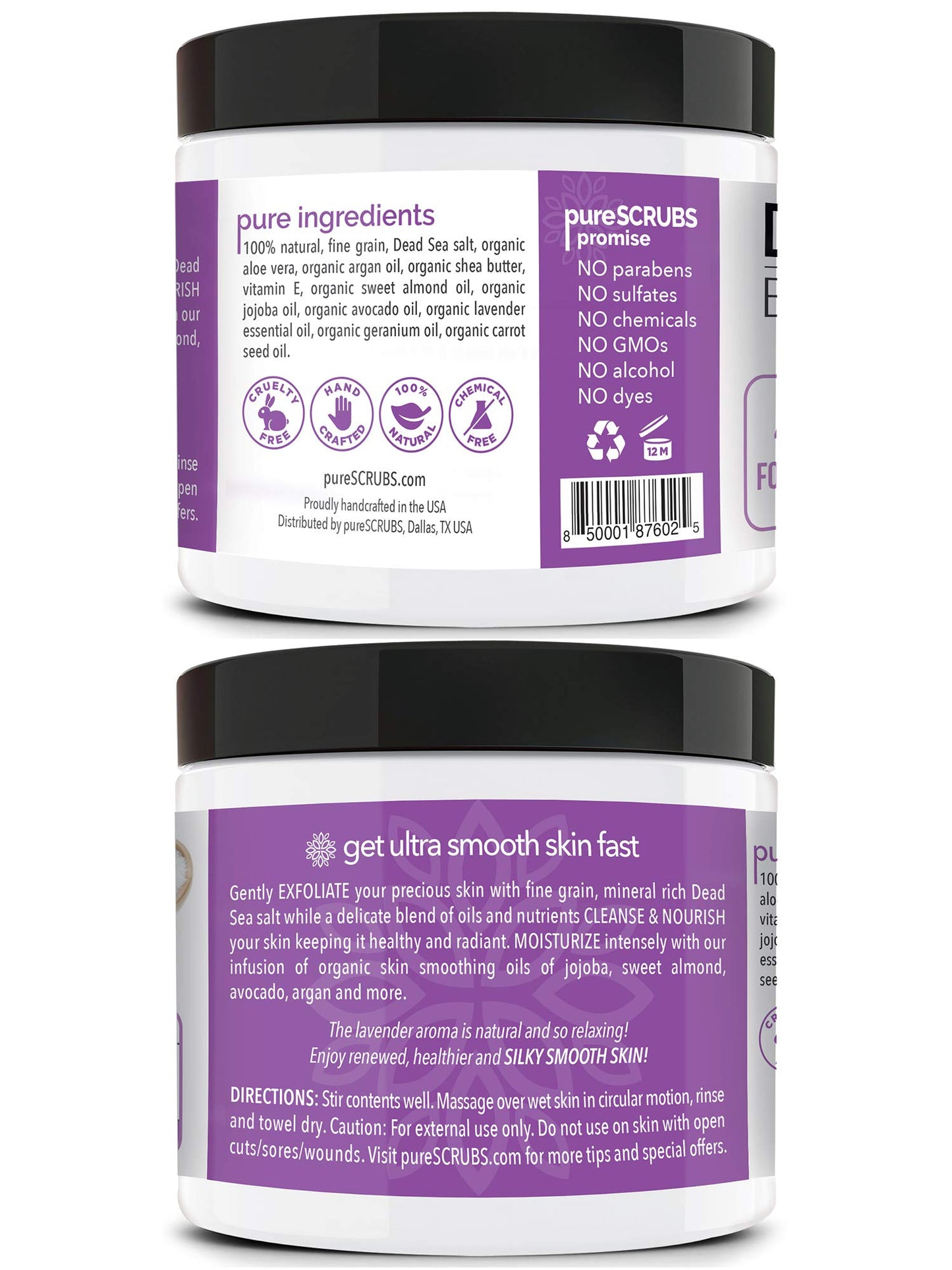 Fragrance-Free Dead Sea Salt Body Scrub, Organic Oils – pureSCRUBS Unscented