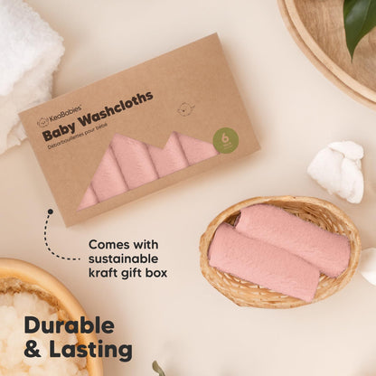 KeaBabies Bamboo Washcloths: 500GSM Ultra-Soft 6-Pack