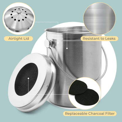 Odorless Indoor Composting: EPICA One-Piece Molded Stainless Bin