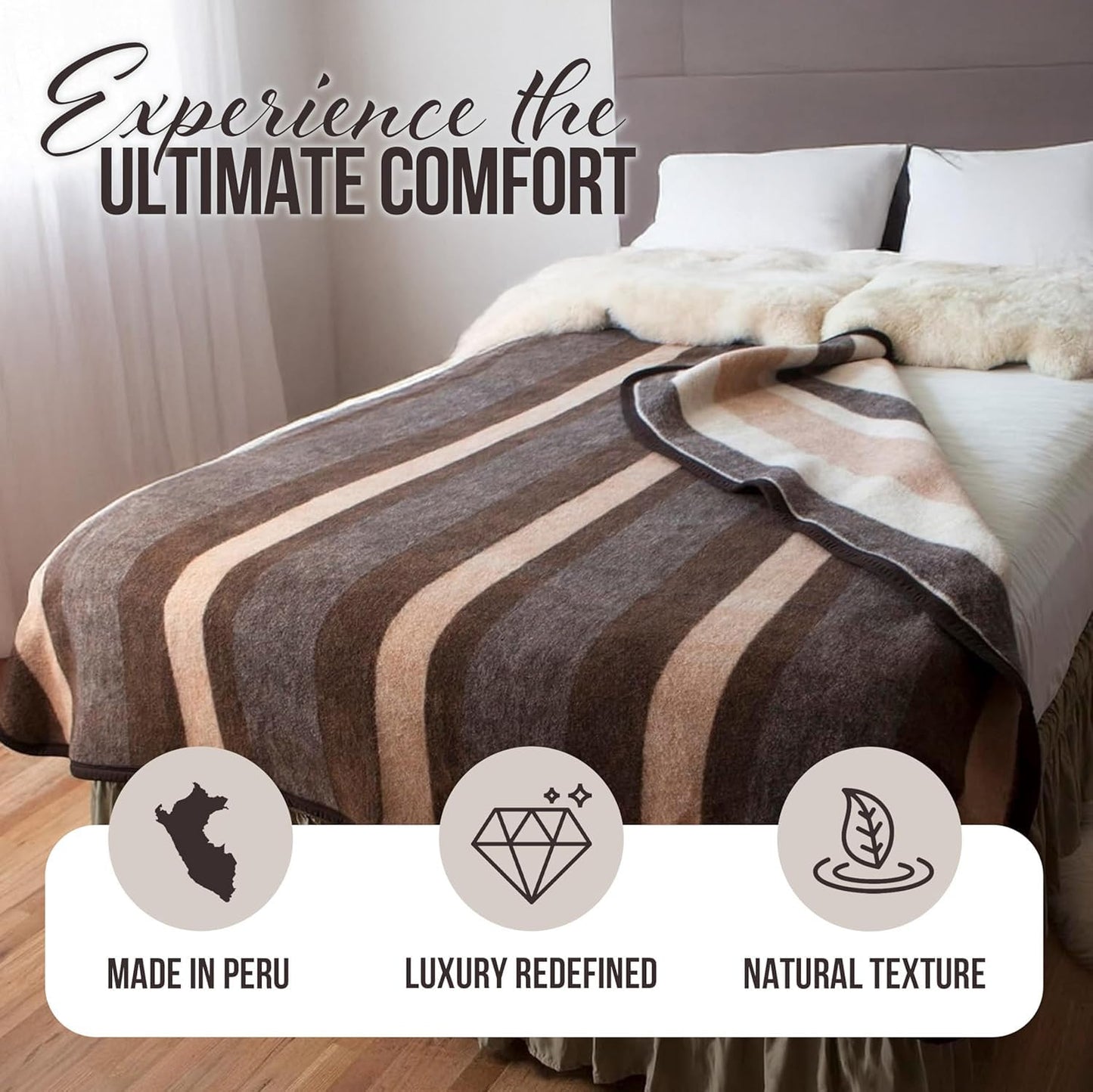 Natural Alpaca & Sheep Wool Blanket: Heavyweight 4.2 lb Twin Bedding