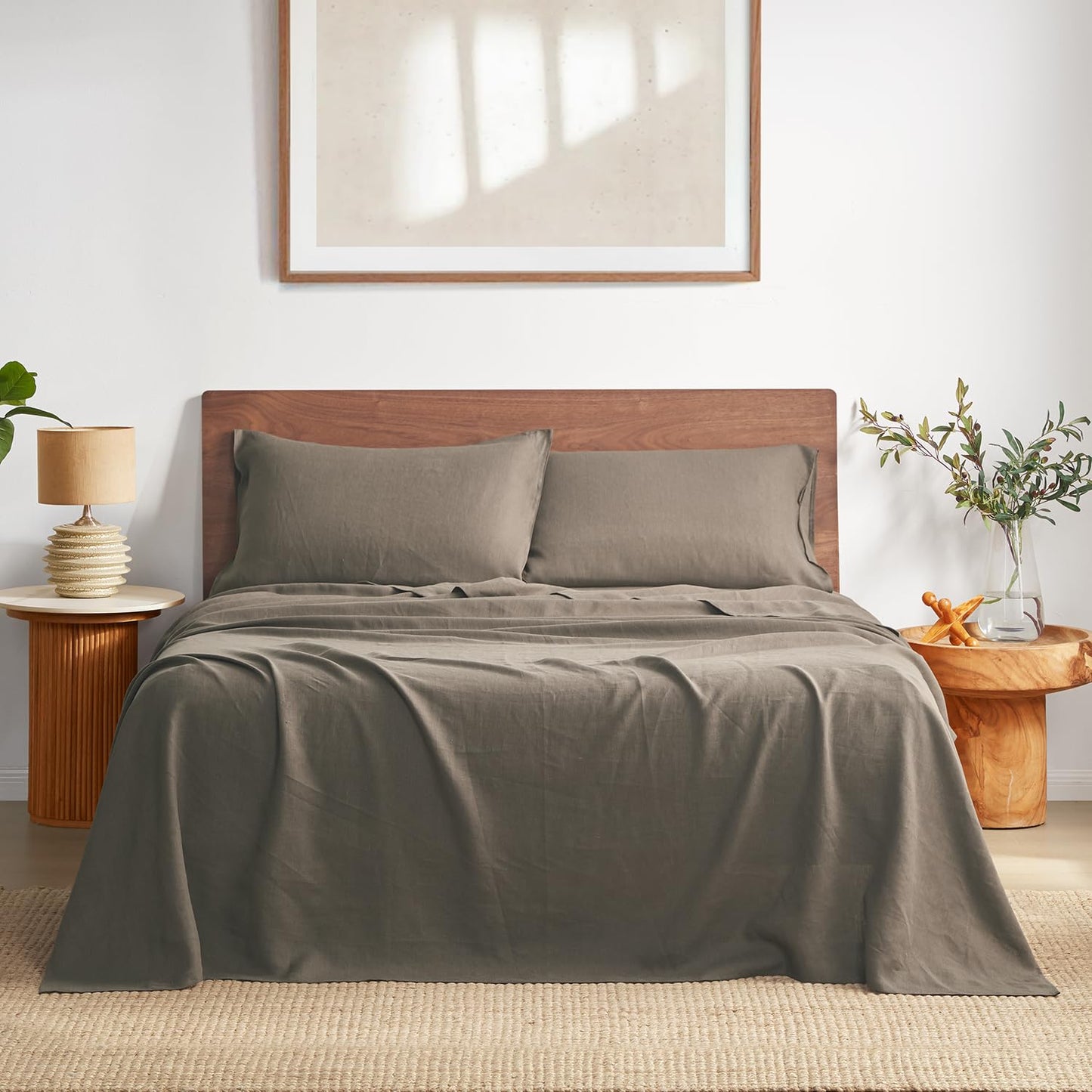 DAPU 100% Pure French Linen Sheets: Natural Normandy Flax Set