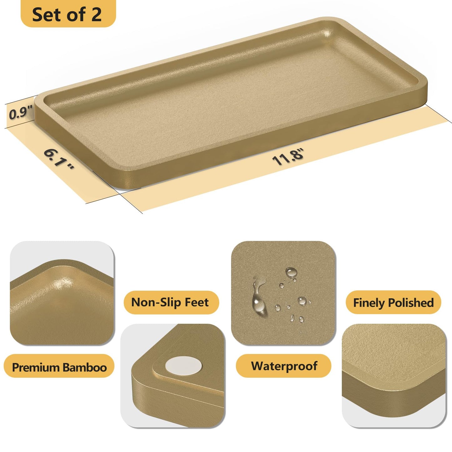 Sustainable Bamboo Bathroom Vanity Tray: Sleek Countertop Organizer