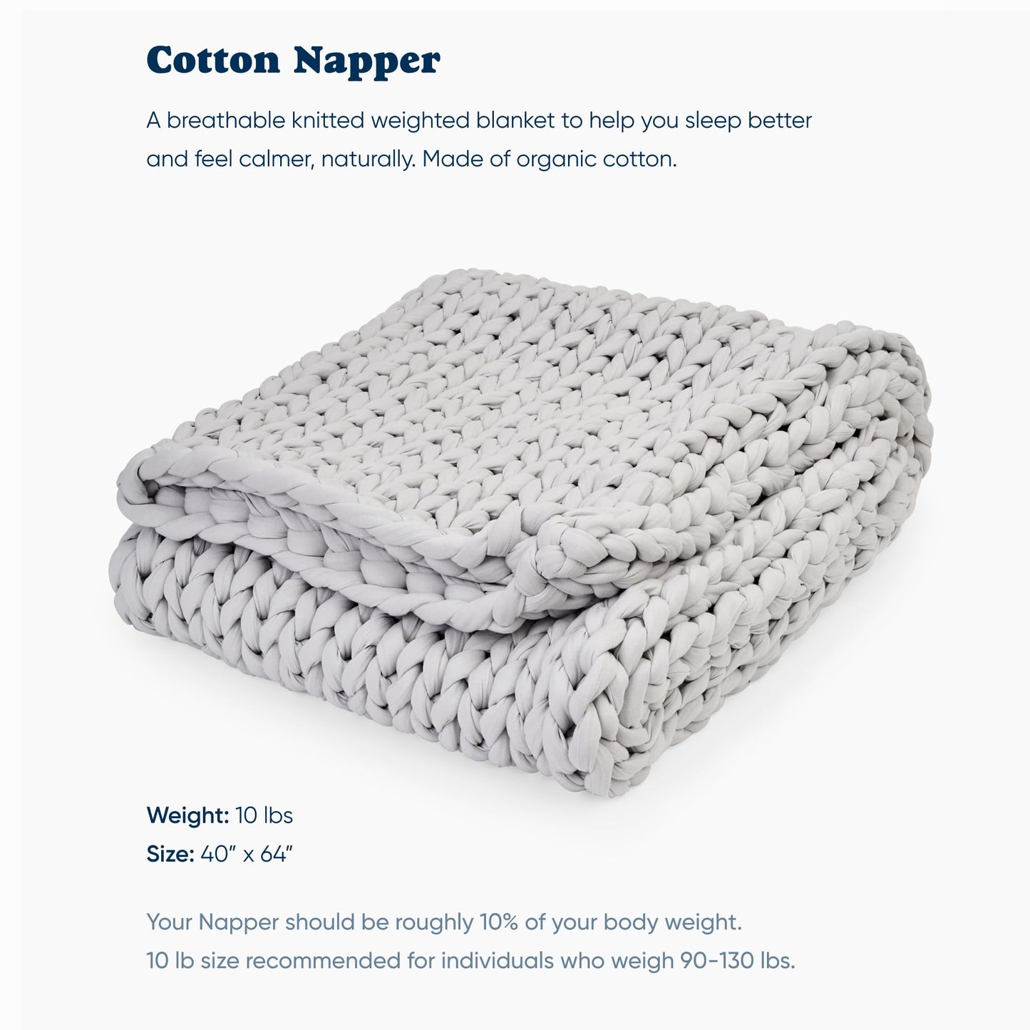 Bearaby Organic Cotton Napper: 100% Hand-Knit Weighted Blanket