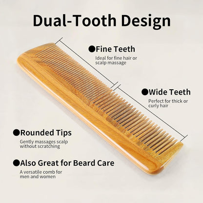 Handmade Green Sandalwood Wooden Comb, Anti-Static & Vegan – Onedor