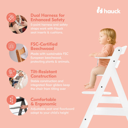 hauck Alpha+ Solid European Beechwood Grow-Along Highchair