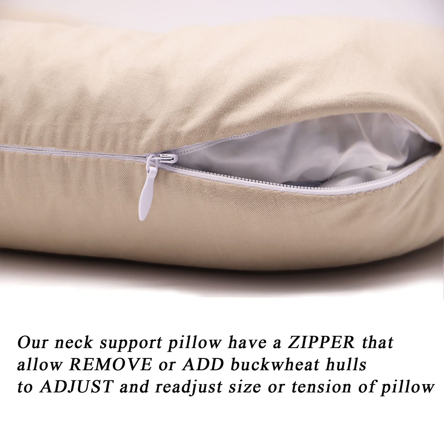 Edomi U-Shaped Adjustable Buckwheat Hull Neck & Shoulder Pillow