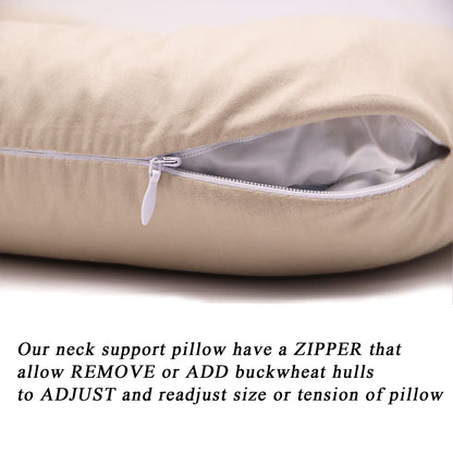 Edomi U-Shaped Adjustable Buckwheat Hull Neck & Shoulder Pillow
