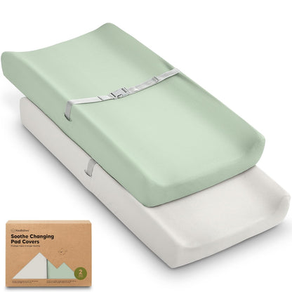 Soothe 100% GOTS-Certified Organic Cotton Changing Pad Covers (2-Pack)