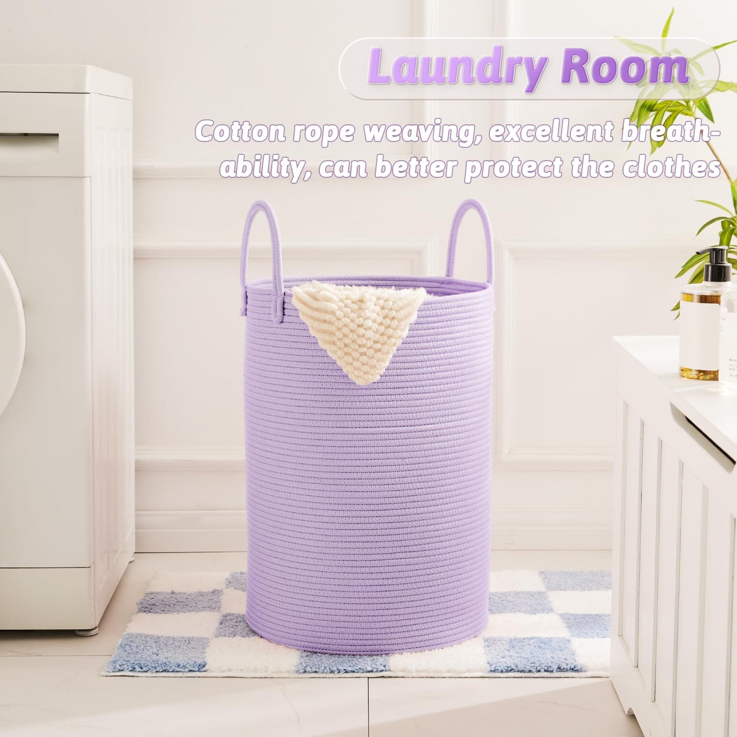Artfeel 60L Handwoven Natural Cotton Rope Laundry Hamper