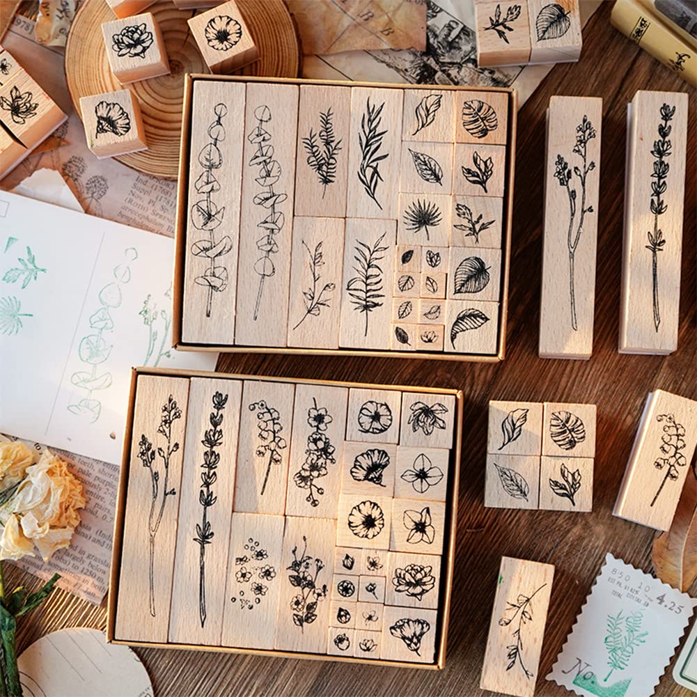 End Plastic Stamps: 22 Pcs Pure Wood Rubber Stamps, Eco-Friendly Set for Journals and Scrapbooking