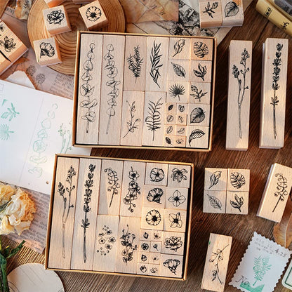 End Plastic Stamps: 22 Pcs Pure Wood Rubber Stamps, Eco-Friendly Set for Journals and Scrapbooking
