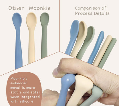 Moonkie 100% Food-Grade Silicone 2-Stage Baby Spoons (4-Pack)