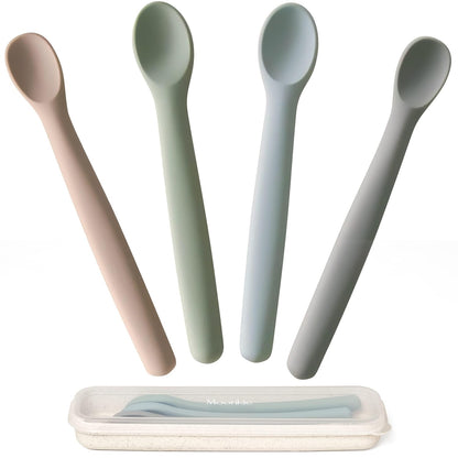 Moonkie 100% Food-Grade Silicone 2-Stage Baby Spoons (4-Pack)