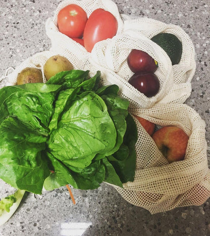Reusable 100% Organic Cotton Mesh Produce Bags-Toxin-Free, Plastic-Free Double-Stitched