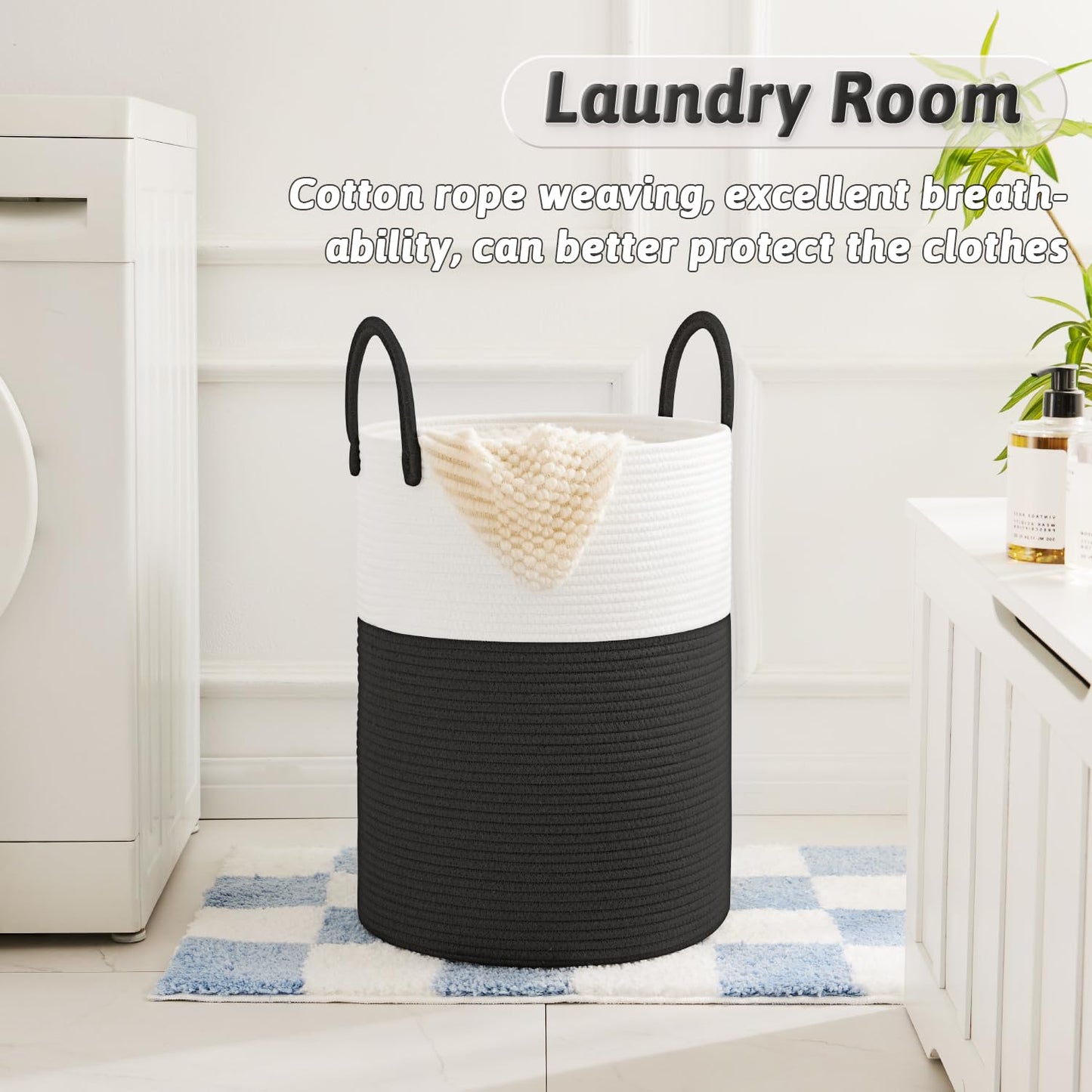 Artfeel 60L Handwoven Natural Cotton Rope Laundry Hamper