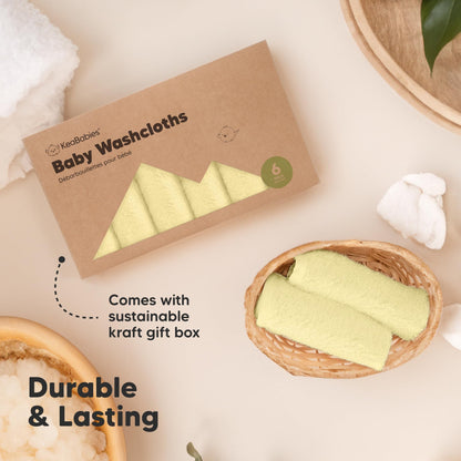 KeaBabies Bamboo Washcloths: 500GSM Ultra-Soft 6-Pack