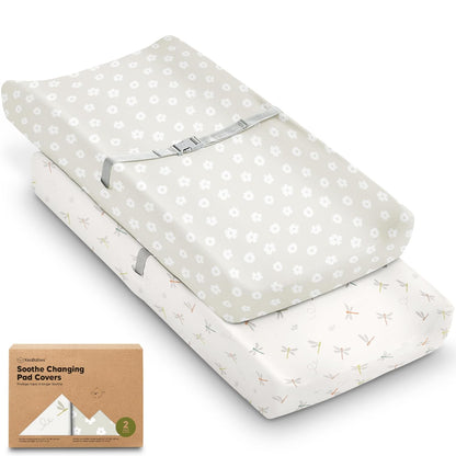 Soothe 100% GOTS-Certified Organic Cotton Changing Pad Covers (2-Pack)