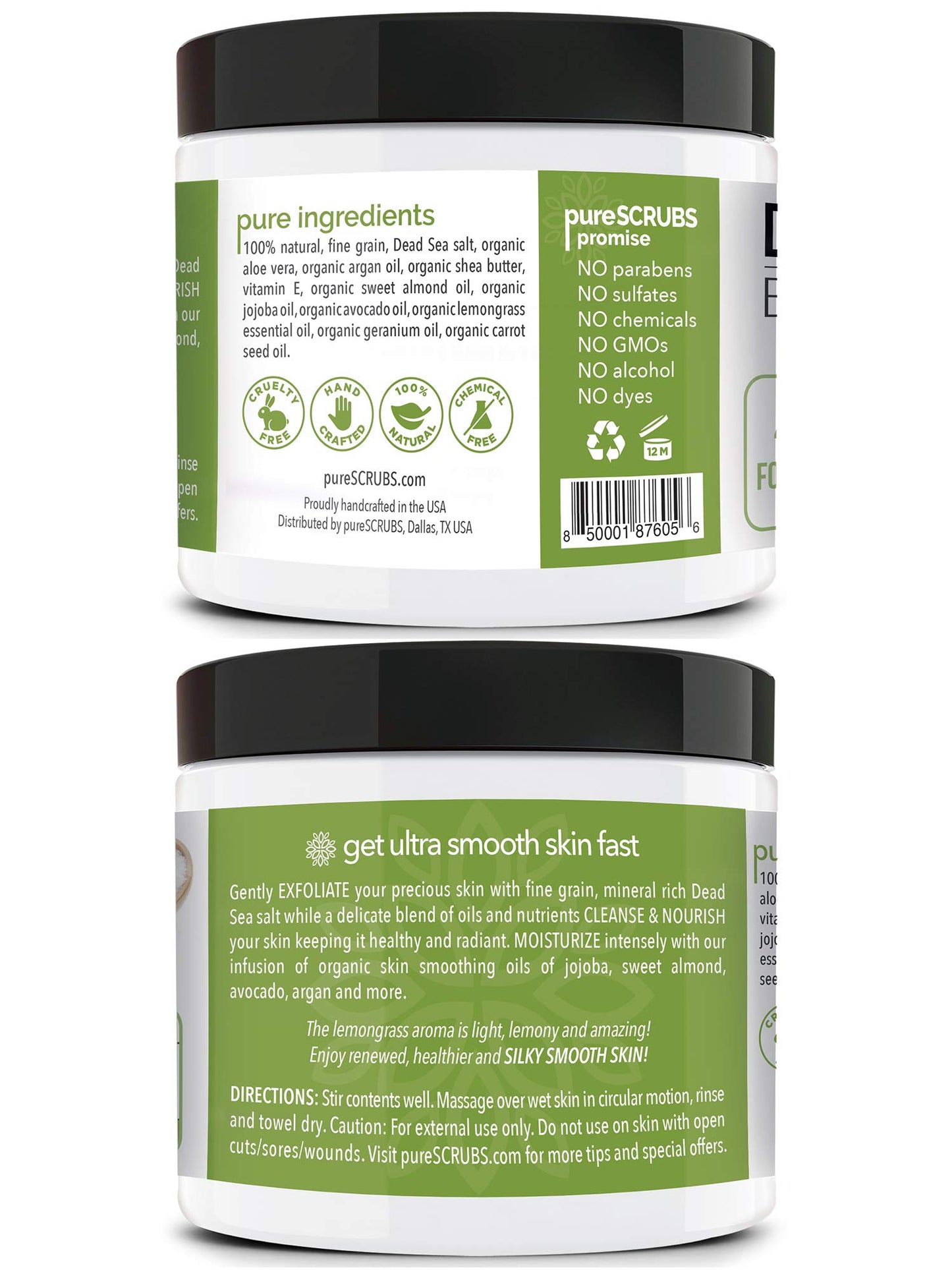 Fragrance-Free Dead Sea Salt Body Scrub, Organic Oils – pureSCRUBS Unscented