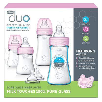 Chicco Duo 5oz Hybrid Baby Bottle with Invinci-Glass Interior (2-Pack)