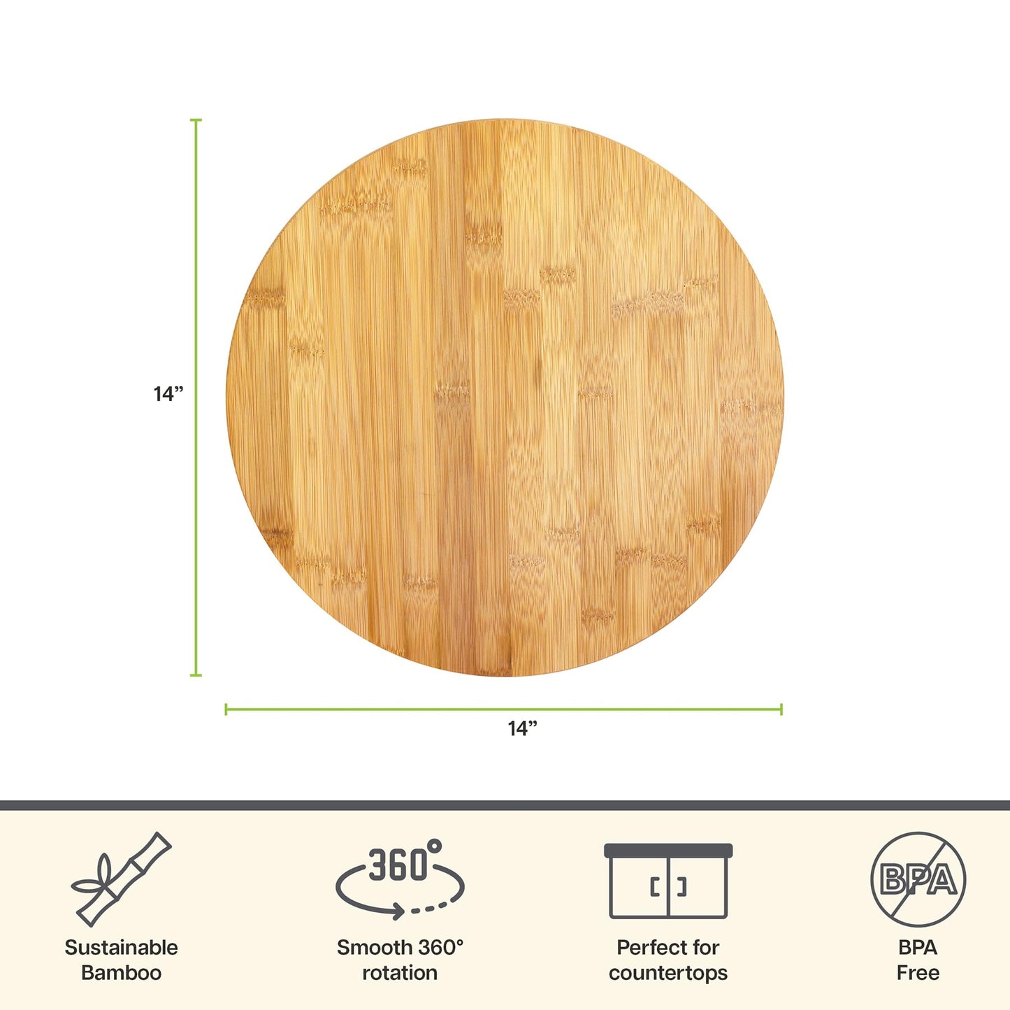 TB Home Acacia Wood Lazy Susan Kitchen Turntable Organizer