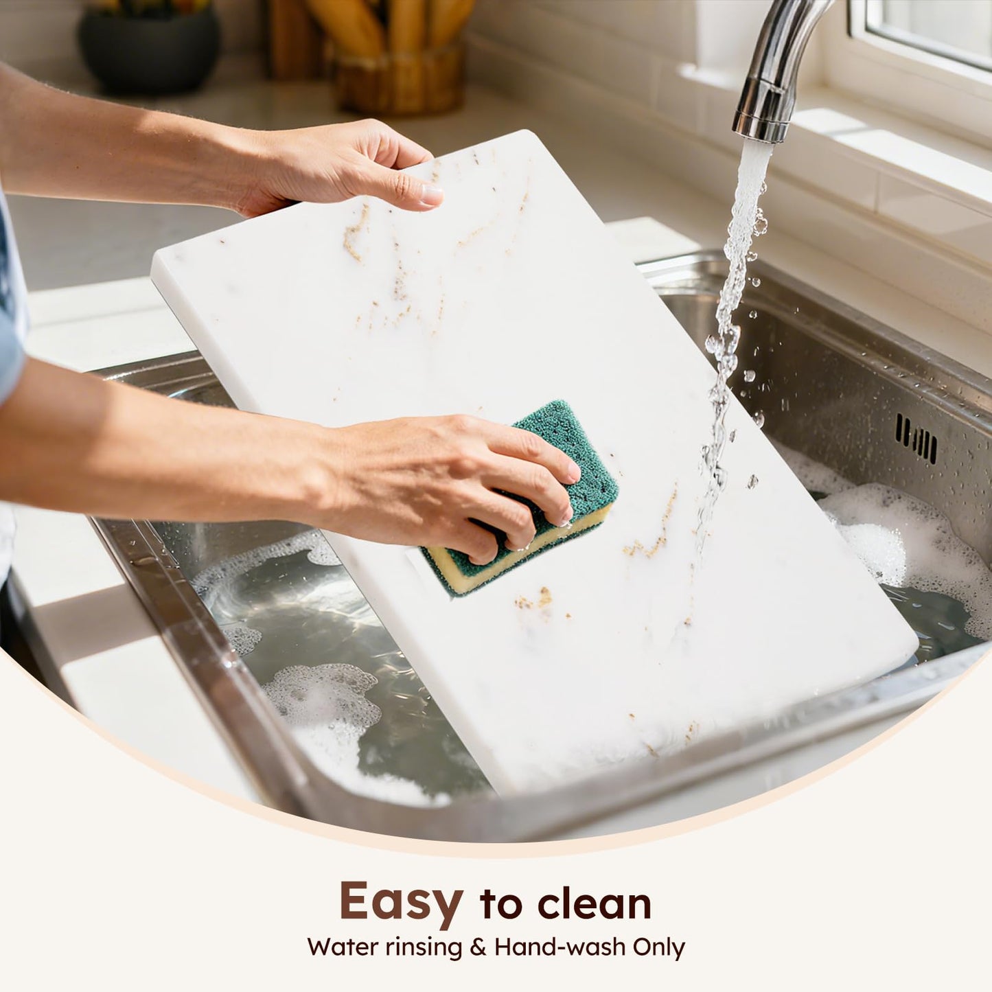 Diflart Natural Granite Cutting Board: Large 16" x 20" Polished Stone Slab.