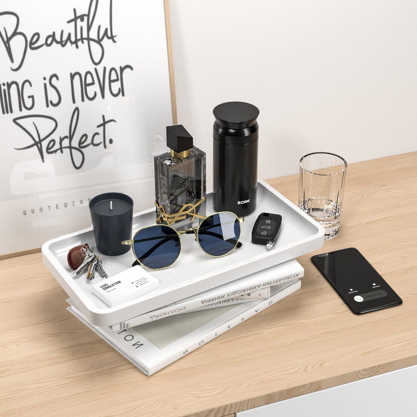 Sustainable Bamboo Bathroom Vanity Tray: Sleek Countertop Organizer