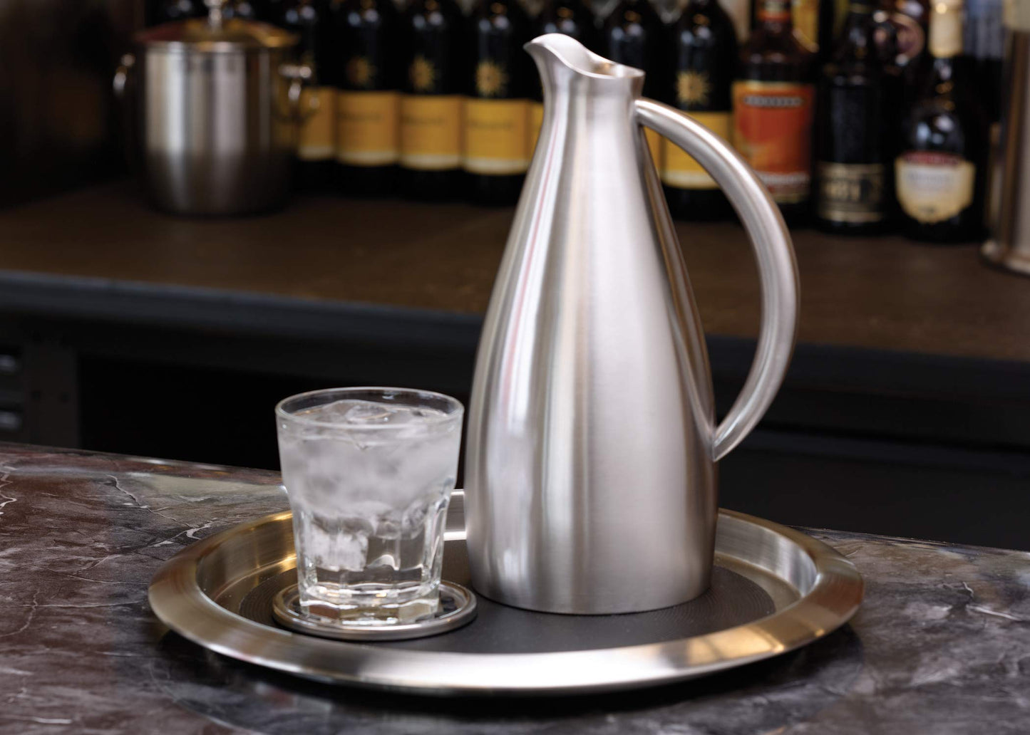 Service Ideas 20" x 14" Non-Slip Stainless Steel Serving Tray