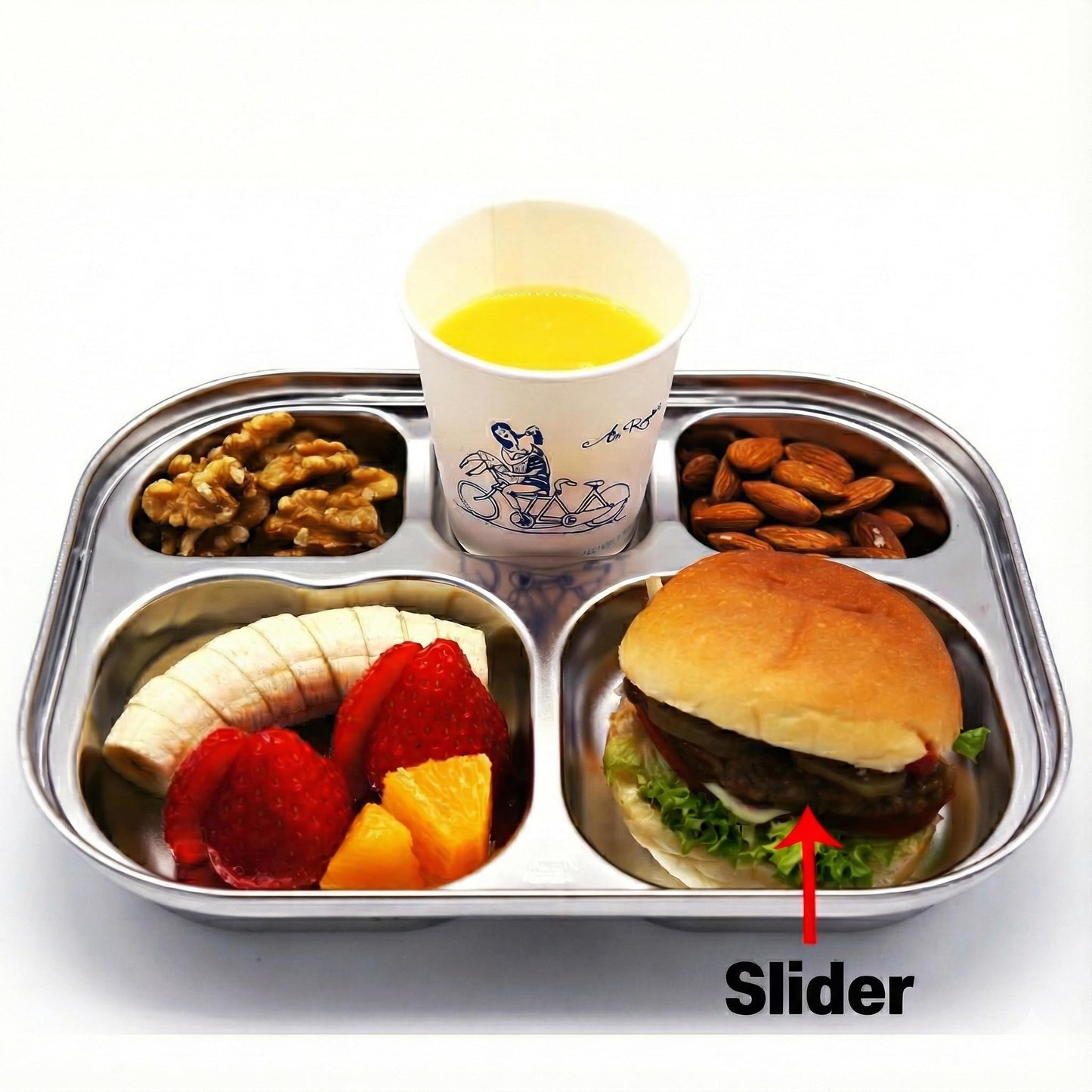 Korean Premium 304 Stainless Steel 5-Compartment Divided Plates (Set of 2)