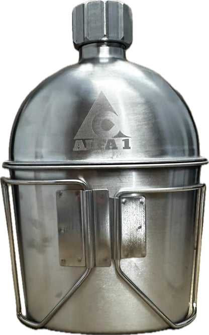 GI Military Grade Stainless Steel Canteen & Kidney Style Cup