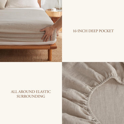 DAPU 100% Pure French Linen Sheets: Natural Normandy Flax Set