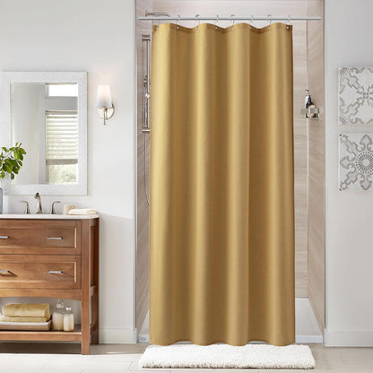 Naturoom Weighted Natural Flax Linen Shower Curtain Set