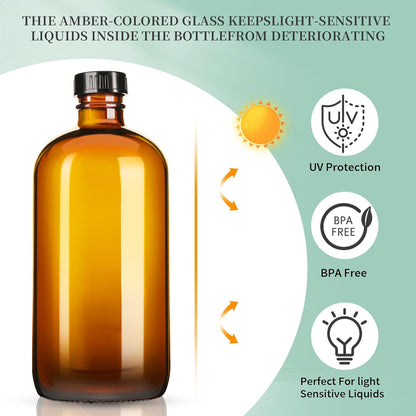 16oz Amber Glass Spray Bottles (2-Pack Set)