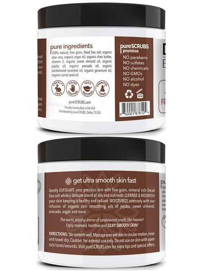 Fragrance-Free Dead Sea Salt Body Scrub, Organic Oils – pureSCRUBS Unscented
