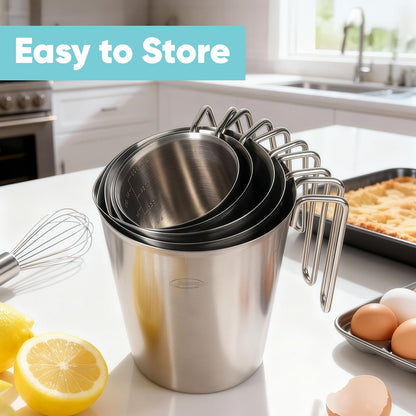 Newness Stainless Steel Measuring Cup with Triple Measurement Scales