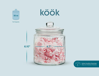 KooK 1/2 Gallon Glass Storage Containers with Airtight Lids (Set of 2)