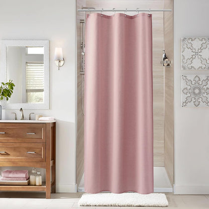 Naturoom Weighted Natural Flax Linen Shower Curtain Set