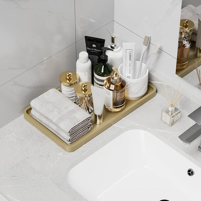 Sustainable Bamboo Bathroom Vanity Tray: Sleek Countertop Organizer