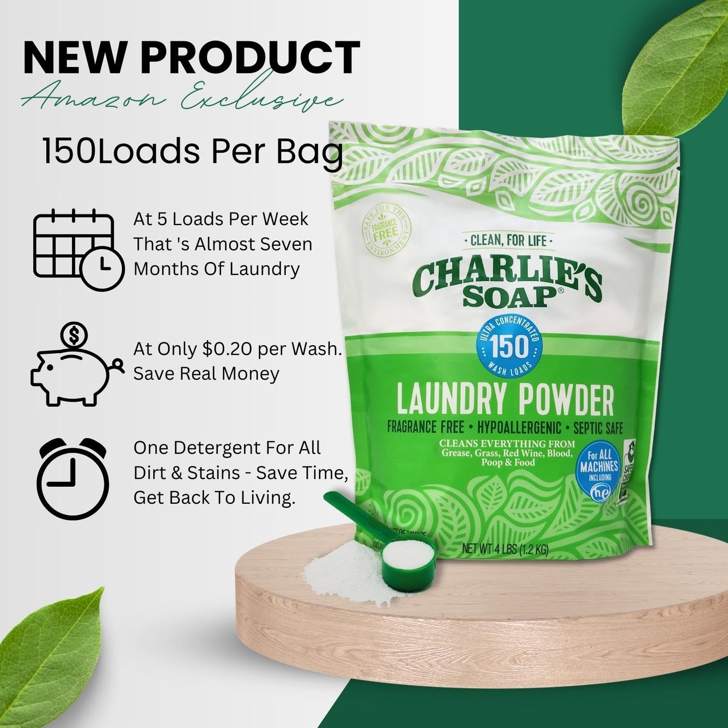 Charlie’s Soap Fragrance-Free Hypoallergenic Deep Cleaning Laundry Powder