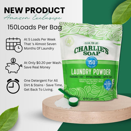 Charlie’s Soap Fragrance-Free Hypoallergenic Deep Cleaning Laundry Powder