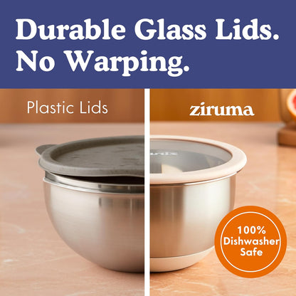 Ziruma Non-Toxic Mixing Bowls with Glass Lids Set (5 Pieces)