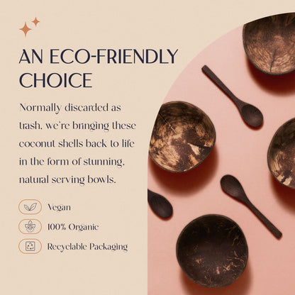 COCOBOWLCO Jumbo Polished Coconut Bowl Set with Wooden Spoons