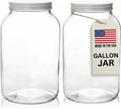 Kitchentoolz 1-Gallon Glass Mason Jars with Airtight Metal Lids (2-Pack)