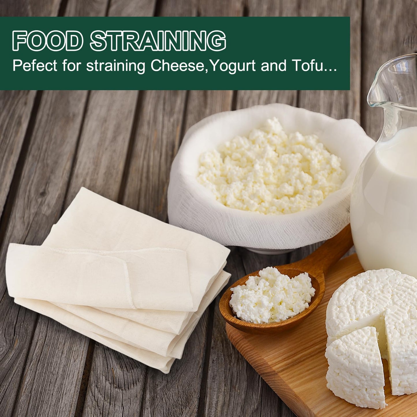 Paoeyrb 6-Piece Organic Unbleached Grade 100 Cheesecloth
