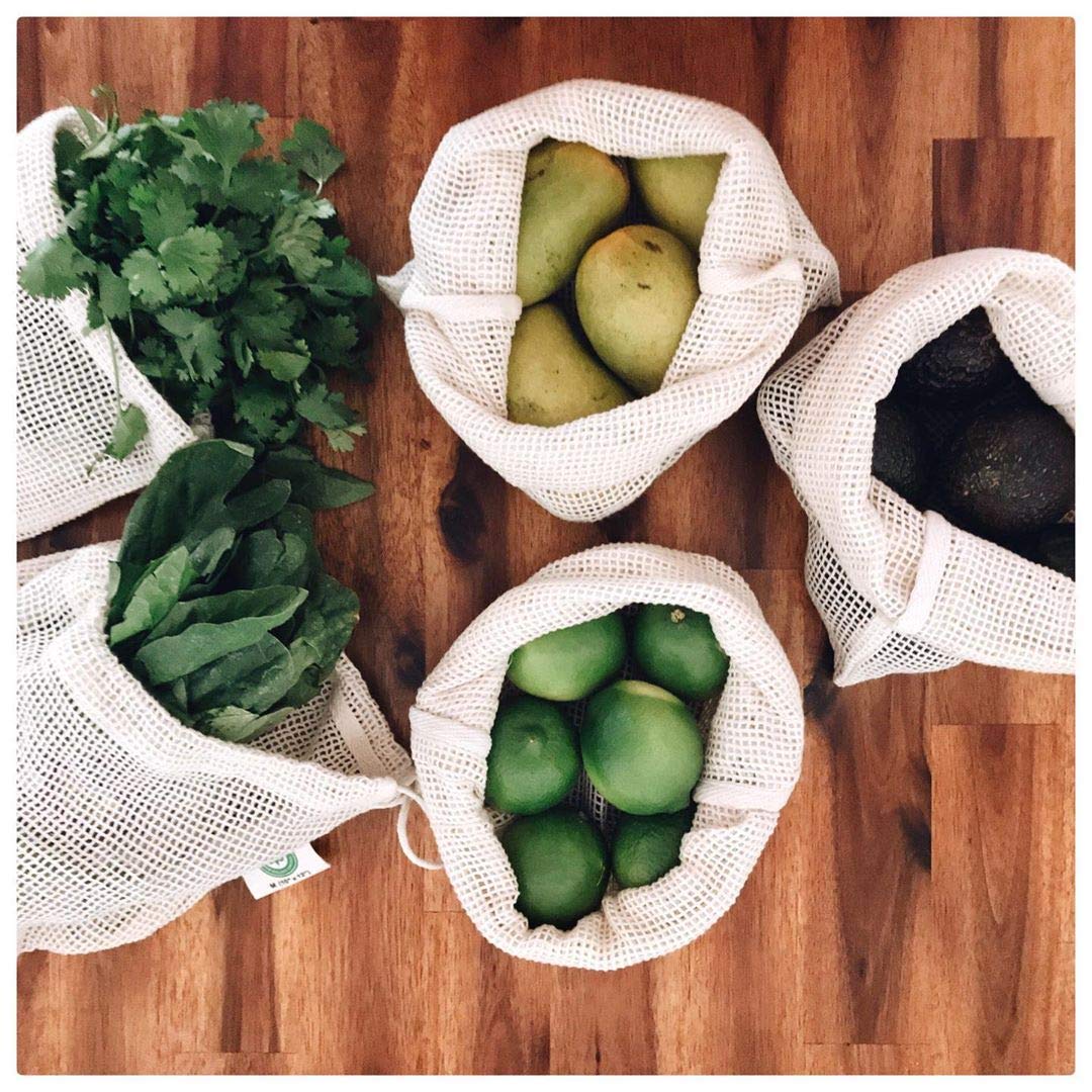 Reusable 100% Organic Cotton Mesh Produce Bags-Toxin-Free, Plastic-Free Double-Stitched